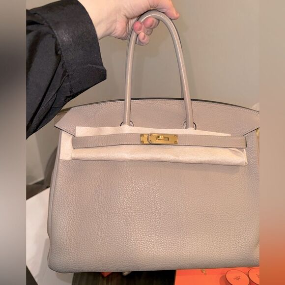 Hermes Handbags - Birkin 35 Gris Tourterelle Togo Leather GHW
